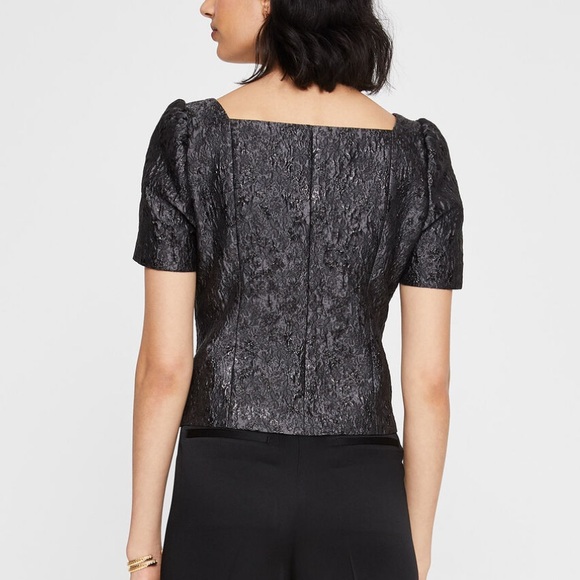 Club Monaco Brocade Puff Sleeve Chemise Black NWT - Picture 3 of 10